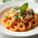 Plated Jerk Shrimp Pasta with Creamy Sauce and Fresh Herbs