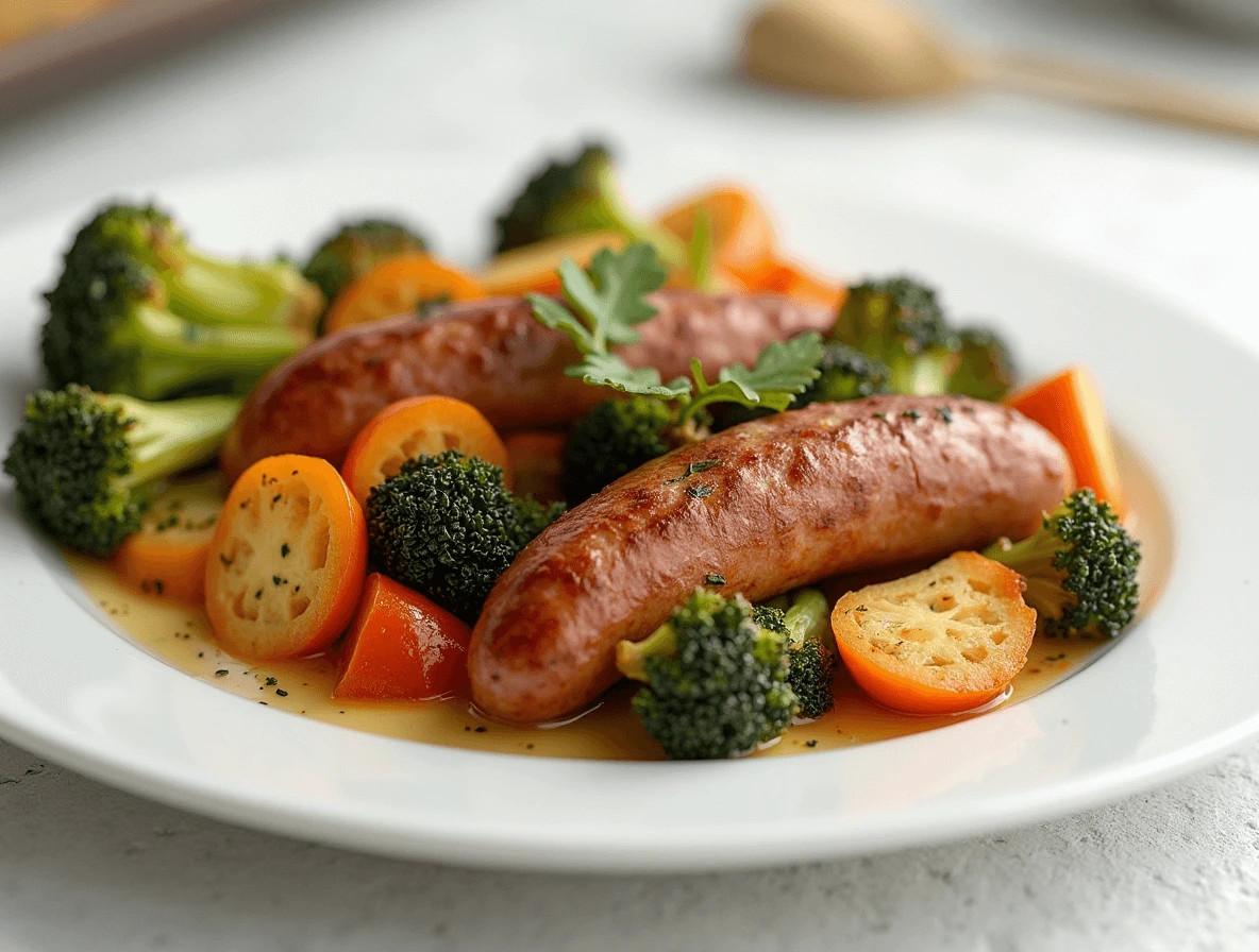 Prep Time: Colorful Veggies and Sausage Ready to Roast Uncooked Sausage and Fall Vegetables on Sheet Pan