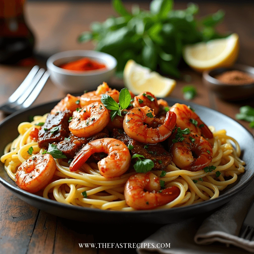 All Ingredients for Easy 30-Minute Jerk Shrimp Pasta Recipe Jerk Shrimp Pasta Recipe Ingredients Layout Caribbean Spices